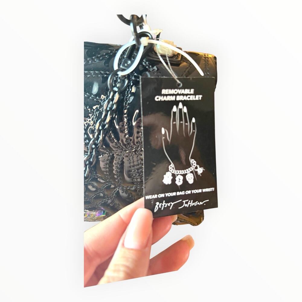 NWT Betsey Johnson Charms & Spells Bag Black Patent Halloween Crossbody HTF - Picture 10 of 11